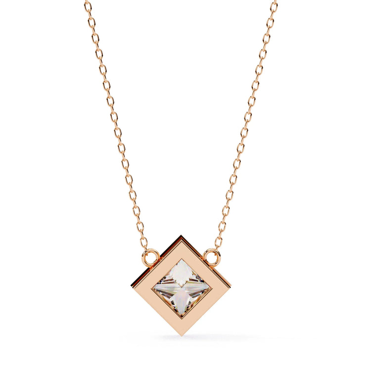 Princess Cut Moissanite Bezel Pendant