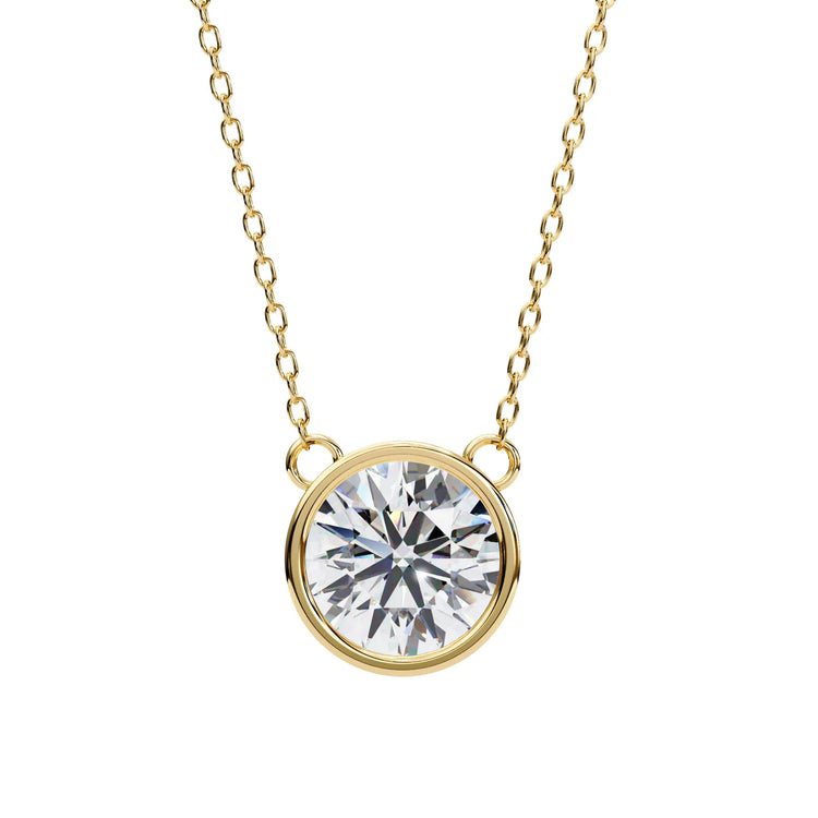 Round Lab Diamond Bezel Pendant