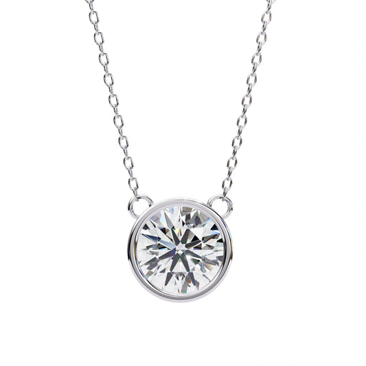 Round Lab Diamond Bezel Pendant