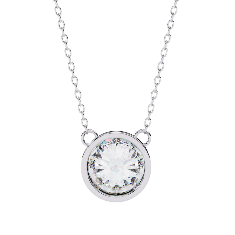 Round Lab Diamond Bezel Pendant