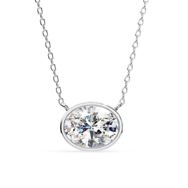 Oval Lab Diamond Bezel Pendant