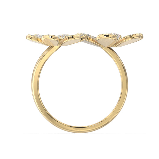 Three Flower Paved Moissanite Ring