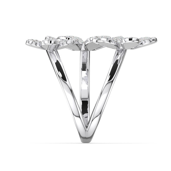 Three Flower Paved Moissanite Ring