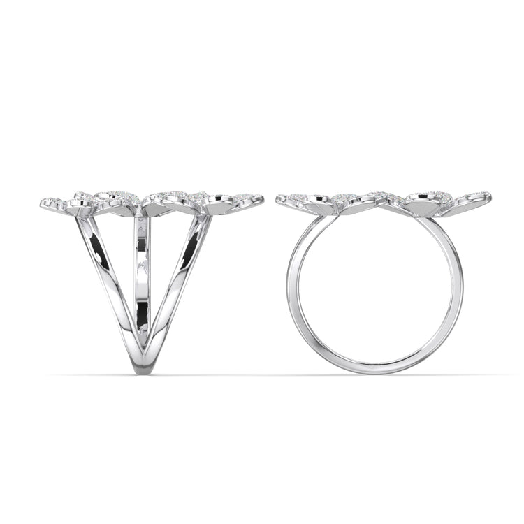 Three Flower Paved Moissanite Ring