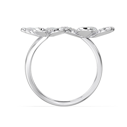 Three Flower Paved Lab Diamond Ring