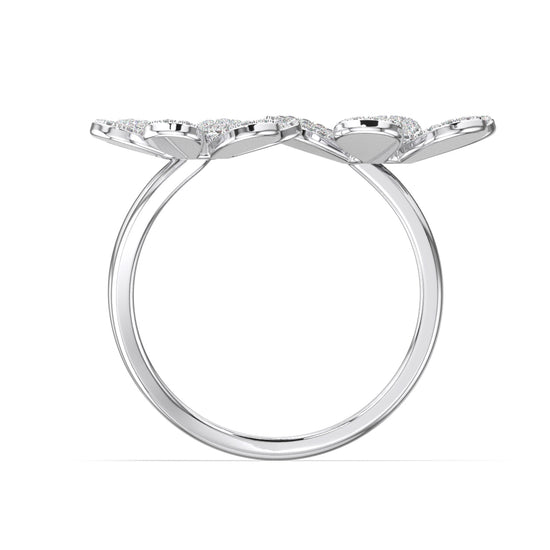 Three Flower Paved Moissanite Ring
