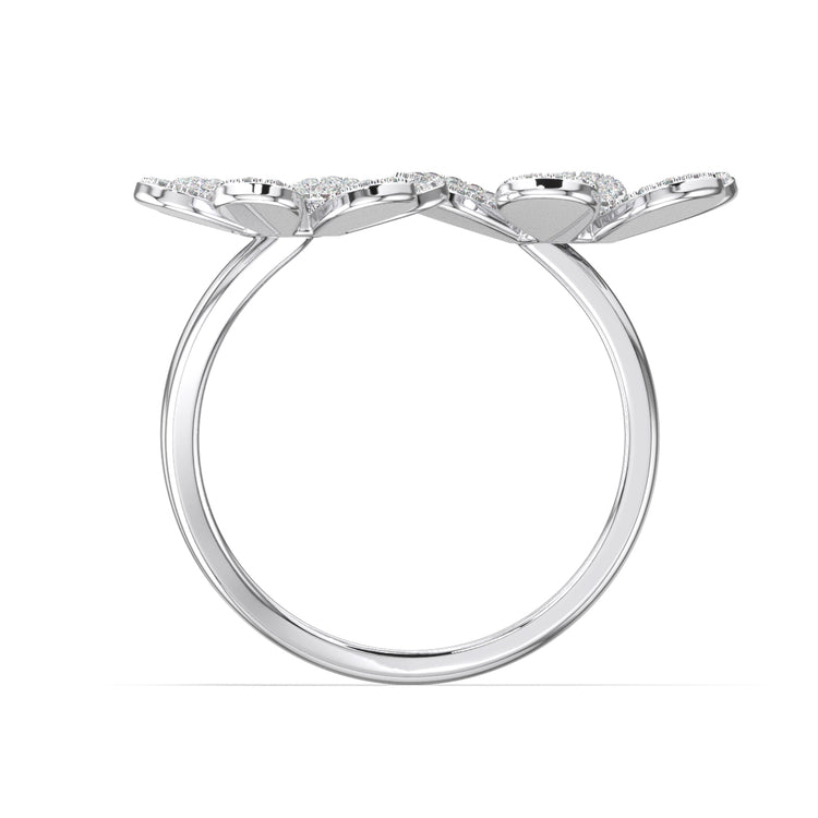 Three Flower Paved Moissanite Ring