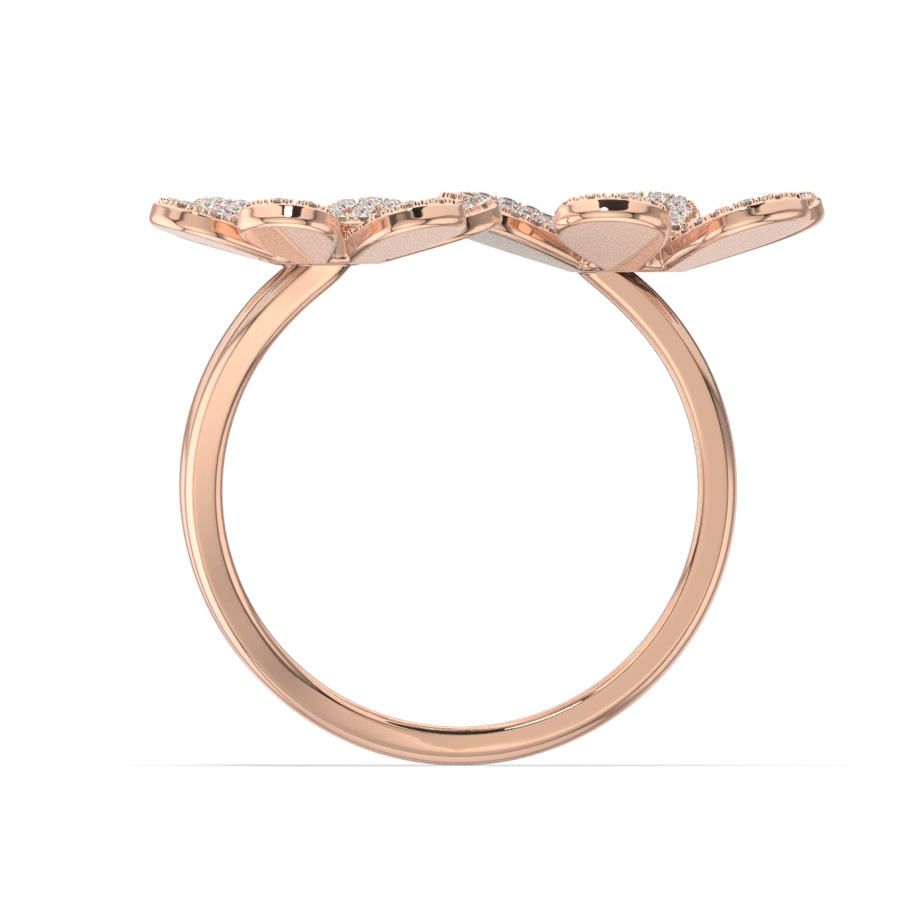 Three Flower Paved Moissanite Ring