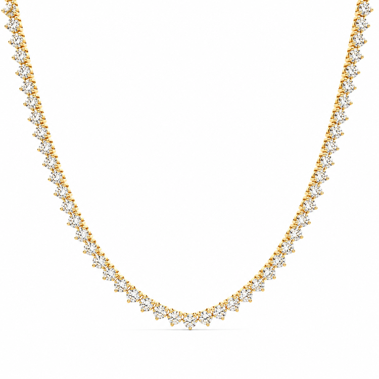 Lab Diamond Three Prong Tennis Necklace