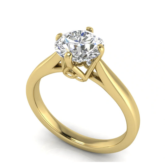 Lotus Prong Cushion Cut Lab Diamond Engagement Ring