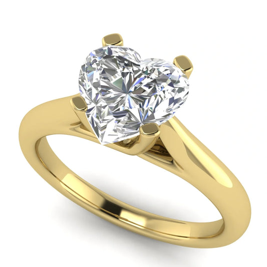 Lotus Prong Heart Shaped Lab Diamond Engagement Ring