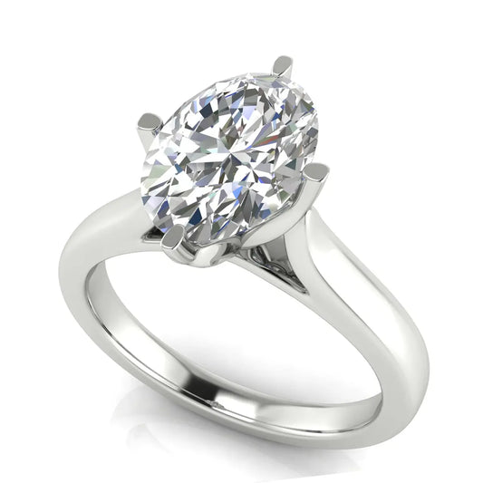 Lotus Prong Oval Lab Diamond Engagement Ring