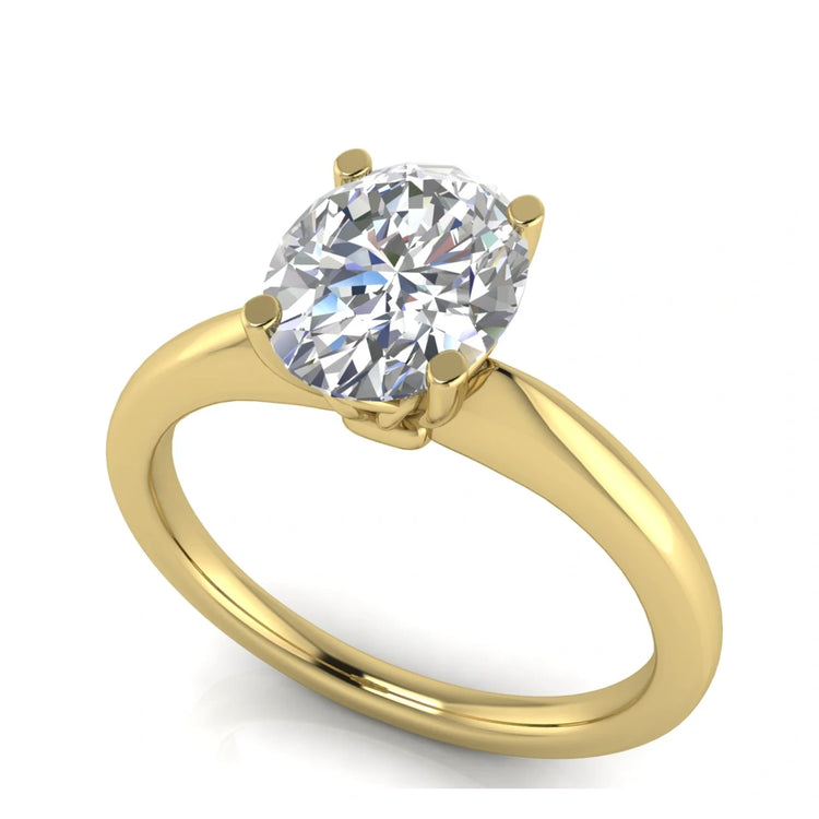 Modern Oval Cut Lab Diamond Engagement Ring