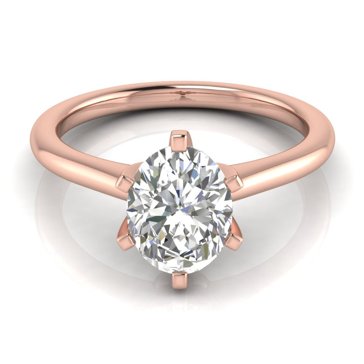 6 Prong Floating Oval Lab Diamond Engagement Ring