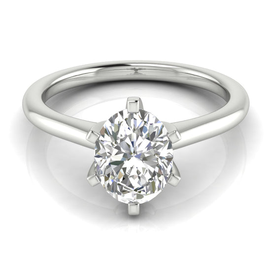 6 Prong Floating Oval Lab Diamond Engagement Ring