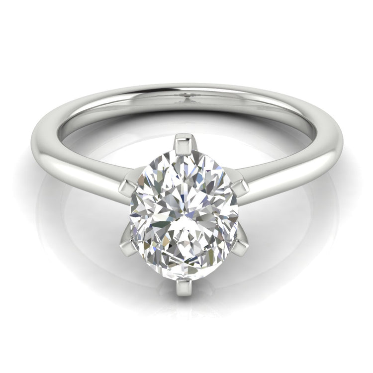 6 Prong Floating Oval Lab Diamond Engagement Ring