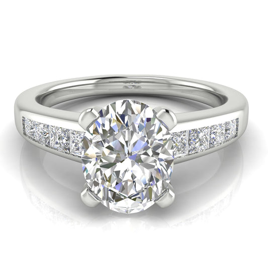 Princess Channel Set Oval Cut Engagement Ring | Moissanite | Lab Grown Diamond