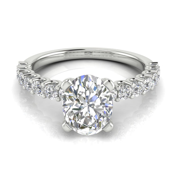 Channel Set Milgrain Oval Cut Moissanite Engagement Ring