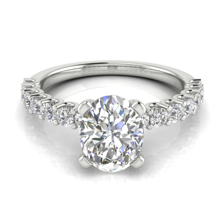 U Prong Pave Oval  Engagement Ring | Moissanite | Lab Grown Diamond