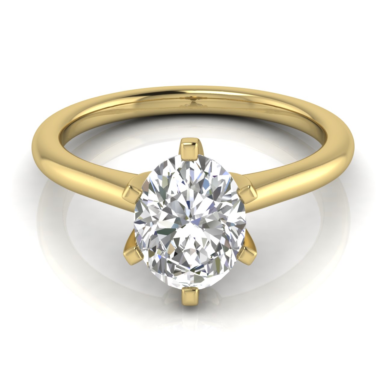 6 Prong Floating Oval Lab Diamond Engagement Ring