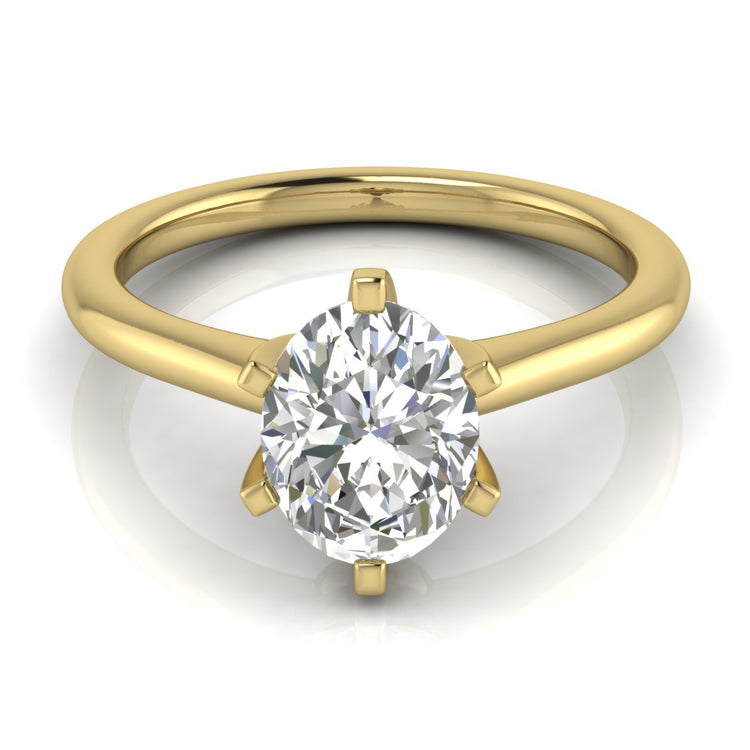 6 Prong Floating Oval Lab Diamond Engagement Ring
