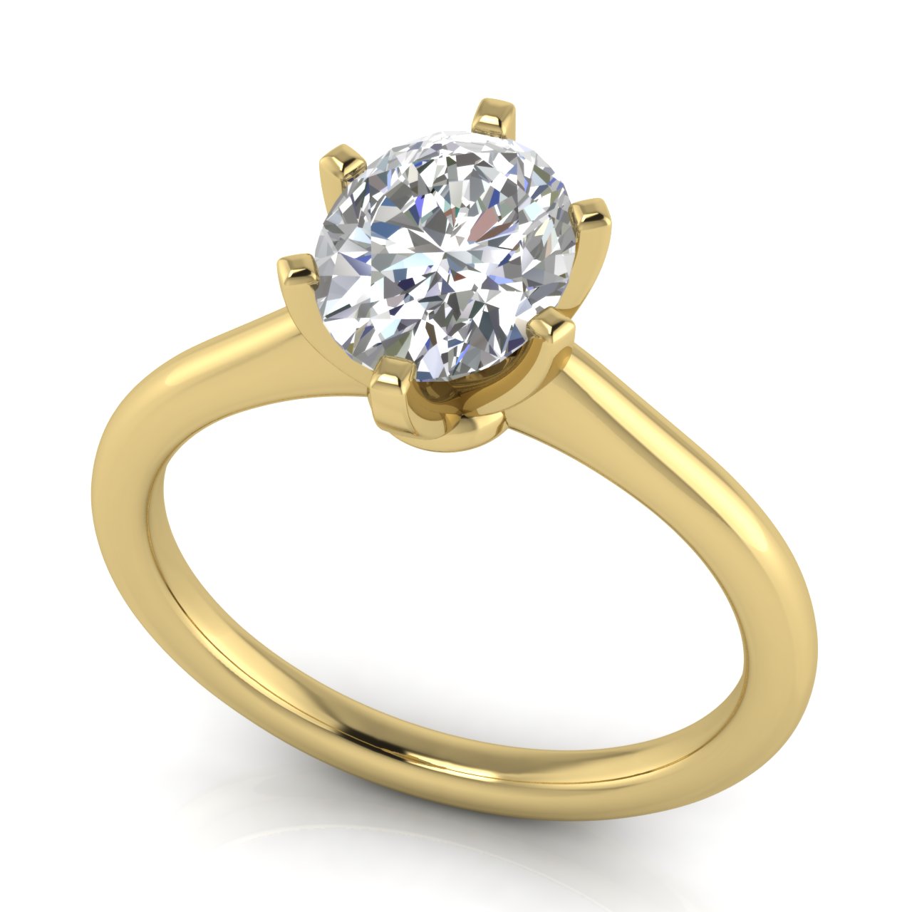 6 Prong Floating Oval Lab Diamond Engagement Ring