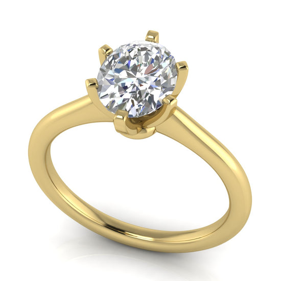 6 Prong Floating Oval Lab Diamond Engagement Ring