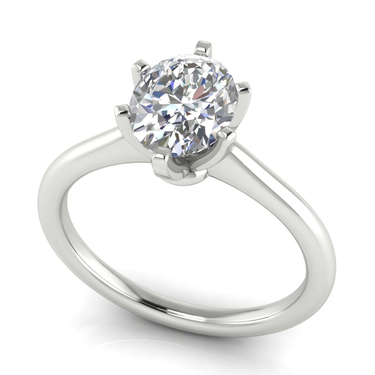 6 Prong Floating Oval Lab Diamond Engagement Ring