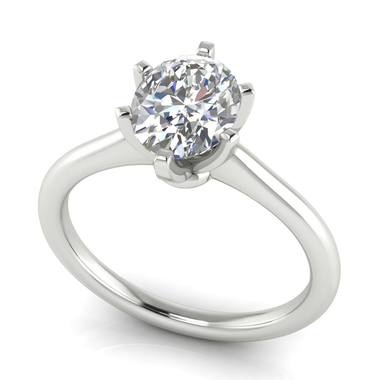 6 Prong Floating Oval Lab Diamond Engagement Ring