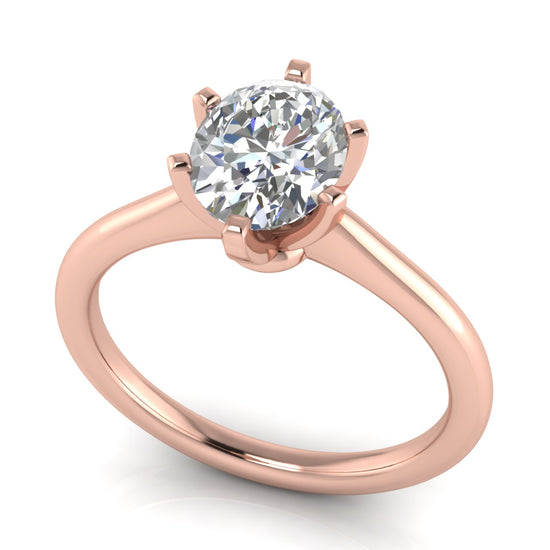 6 Prong Floating Oval Lab Diamond Engagement Ring
