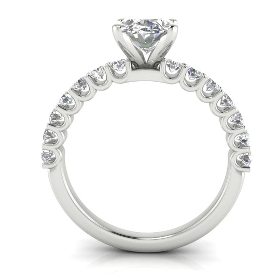 Channel Set Milgrain Oval Cut Moissanite Engagement Ring