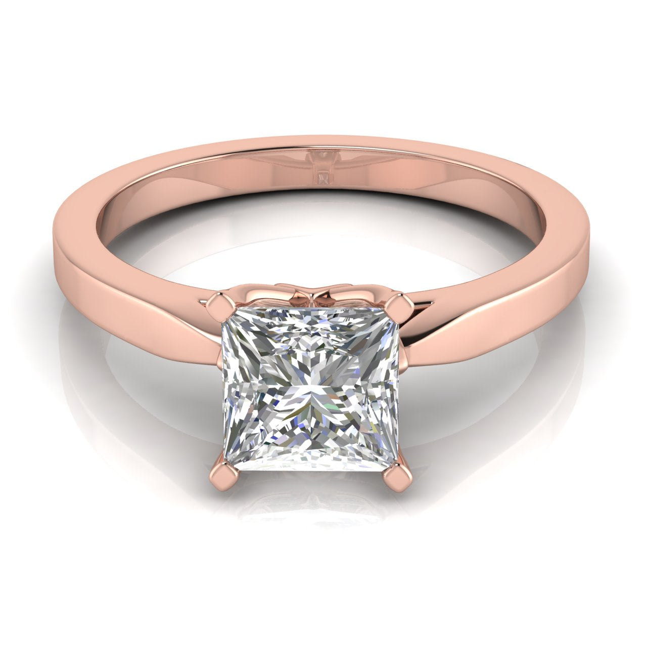 Tulip Basket Princess Cut Lab Diamond Engagement Ring