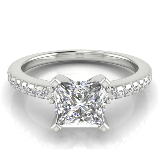 Floating Shoulder Princess Cut Engagement Ring | Moissanite | Lab Grown Diamond