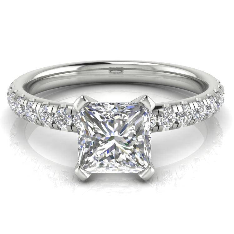 Bridge Princess Cut Lab Diamond Engagement Ring