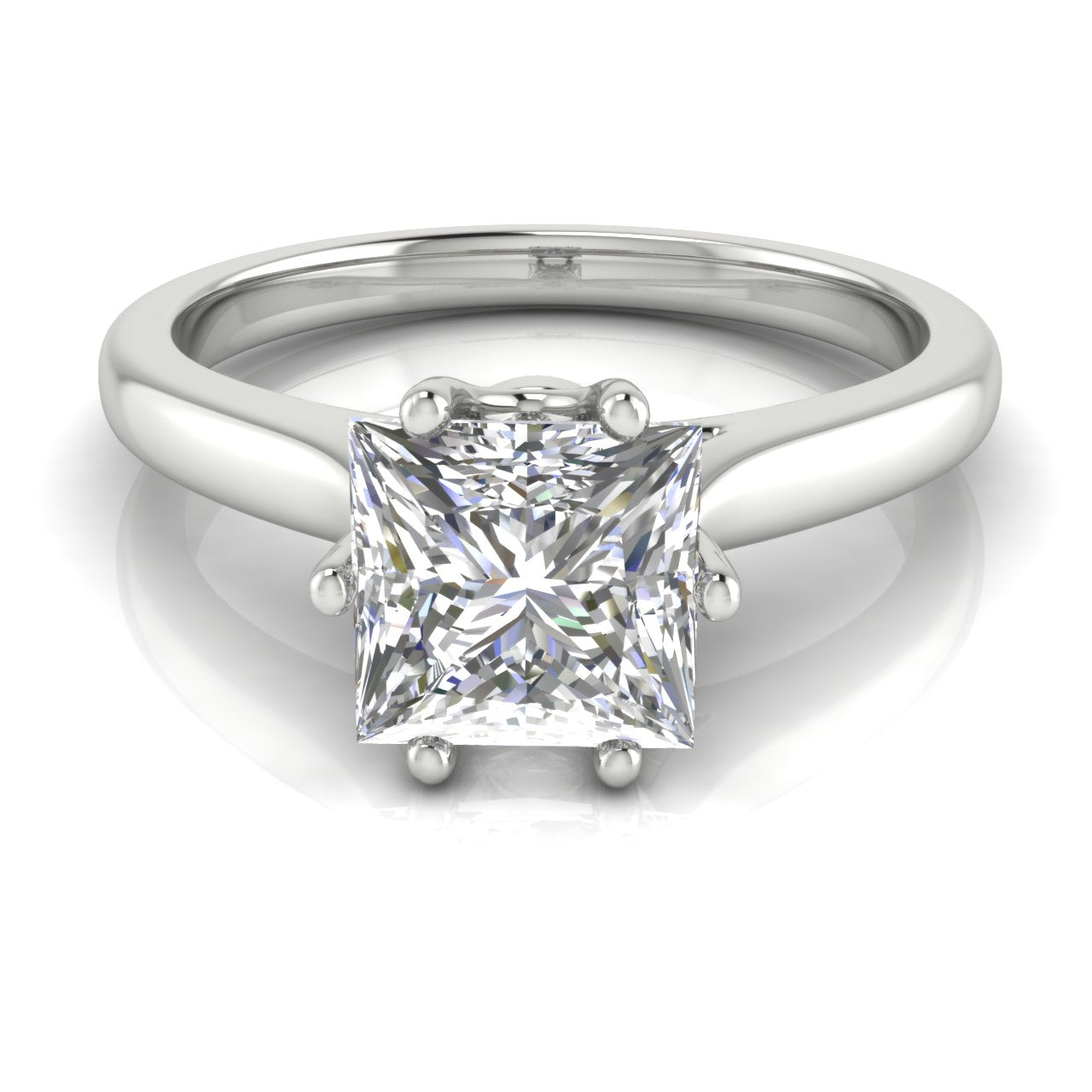 Crown Princess Cut Moissanite Engagement Ring