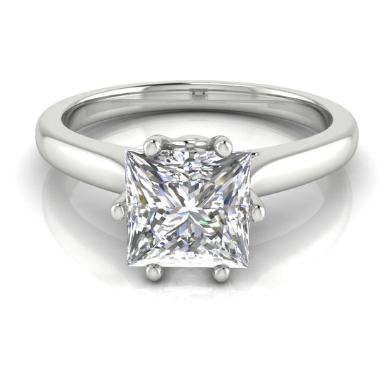 Crown Princess Cut Moissanite Engagement Ring