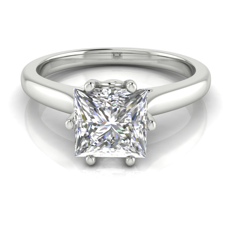 Crown Princess Cut Moissanite Engagement Ring