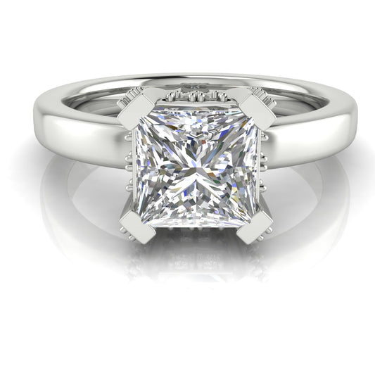 Architectural Pave Oval Engagement Ring | Moissanite | Lab Grown Diamond