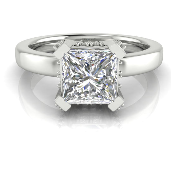 Architectural Pave Princess Cut Moissanite Engagement Ring