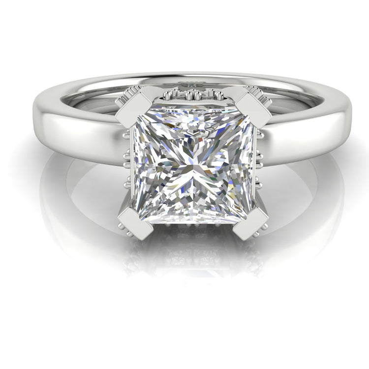 Architectural Pave Oval Engagement Ring | Moissanite | Lab Grown Diamond
