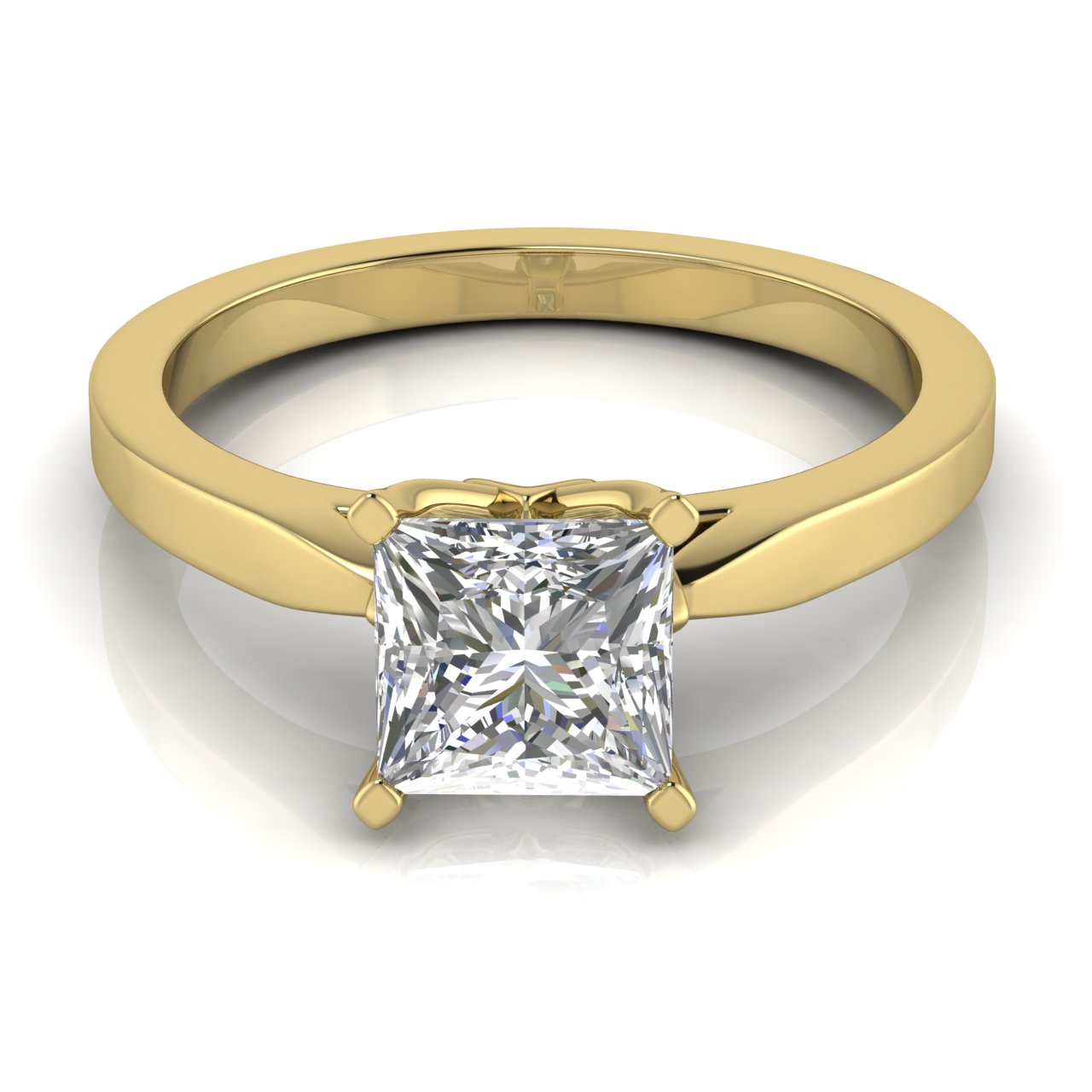 Tulip Basket Princess Cut Lab Diamond Engagement Ring