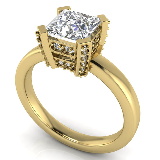 Architectural Pave Princess Cut Moissanite Engagement Ring