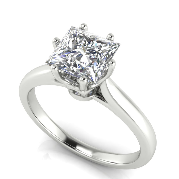 Crown Princess Cut Moissanite Engagement Ring