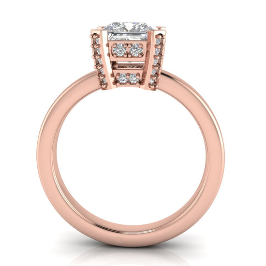 Architectural Pave Princess Cut Moissanite Engagement Ring