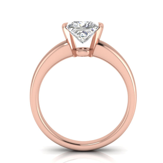 Half Bezel Floating Princess Cut Lab Diamond Engagement Ring