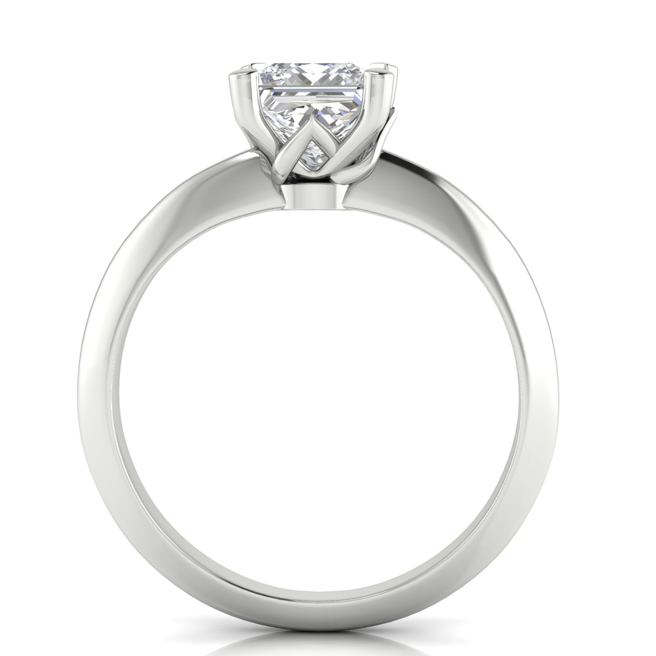 Tulip Prong Princess Cut Lab Diamond Engagement Ring