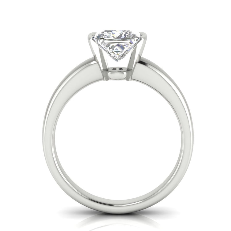 Half Bezel Floating Princess Cut Lab Diamond Engagement Ring