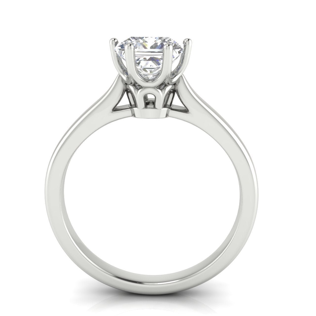 Crown Princess Cut Moissanite Engagement Ring