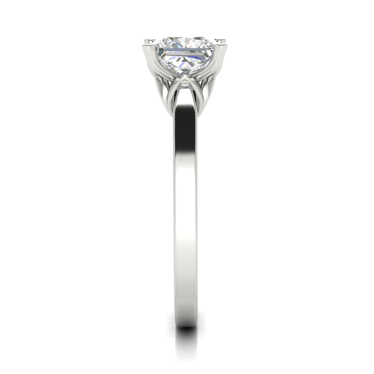 Tulip Basket Princess Cut Lab Diamond Engagement Ring