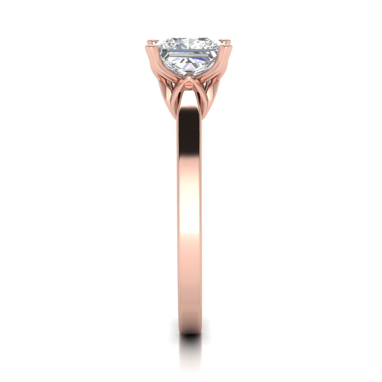 Tulip Basket Princess Cut Lab Diamond Engagement Ring